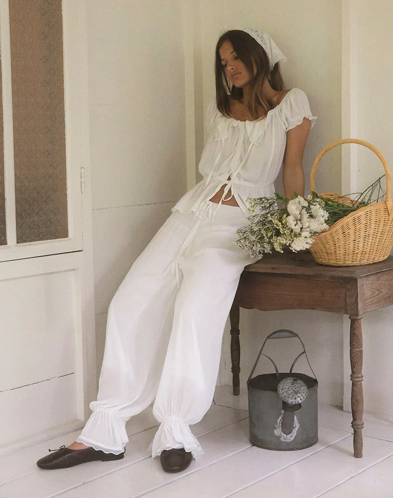 Basma Bloomer Trouser in Rayon White