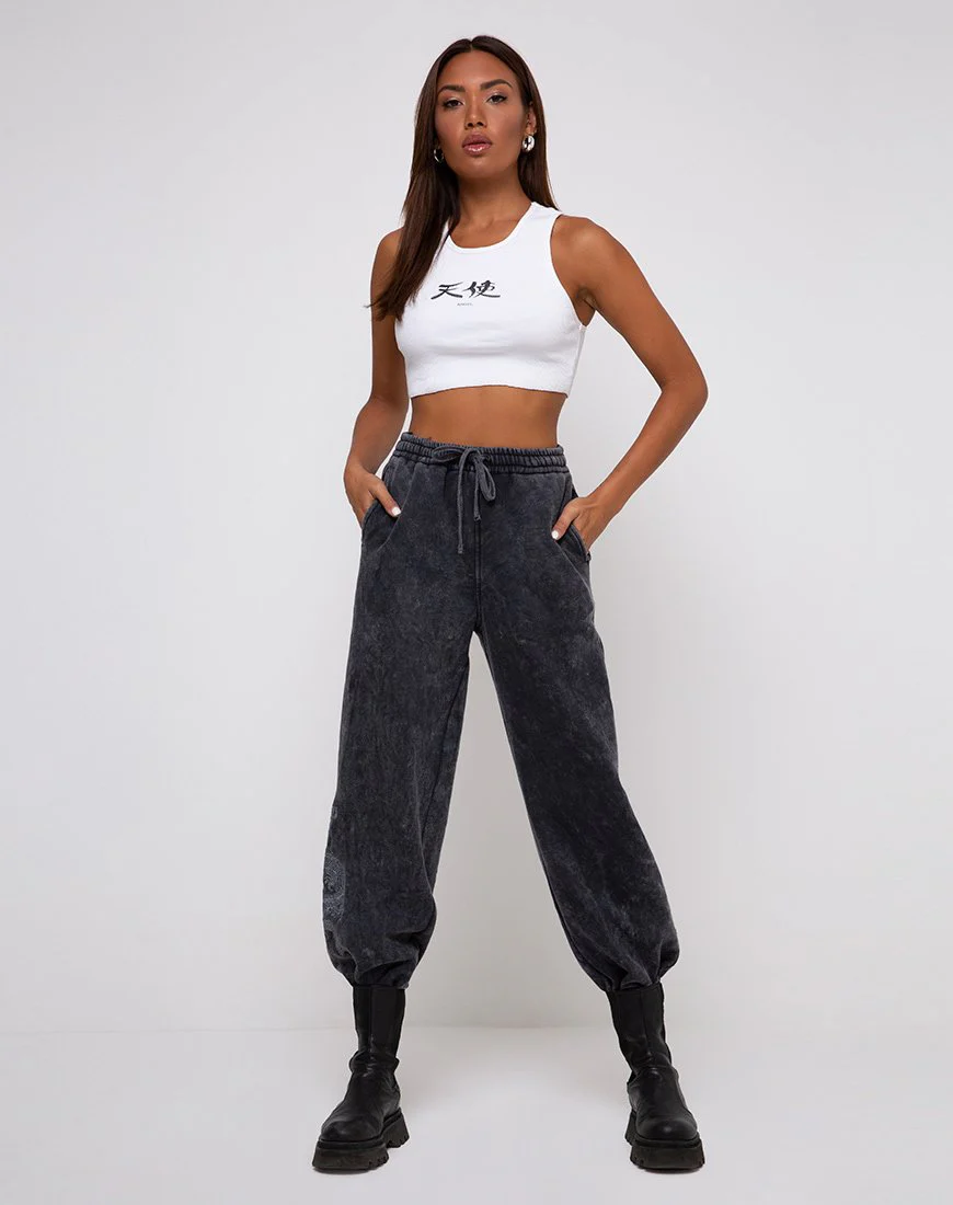 Basta Jogger in Acid Stone Wash mit Drachen-Stickerei - Image 3