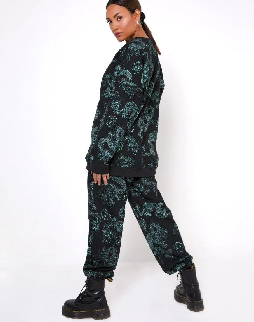 Basta Jogger in Drachenblume Schwarz und Mint - Image 6