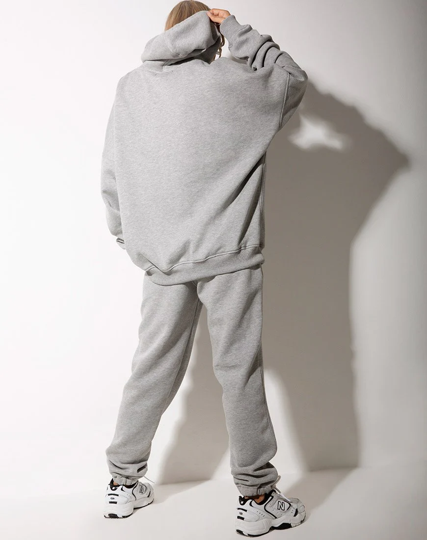 Basta Jogger in Grau meliert mit 'Motel' Barcode-Stickerei - Image 5