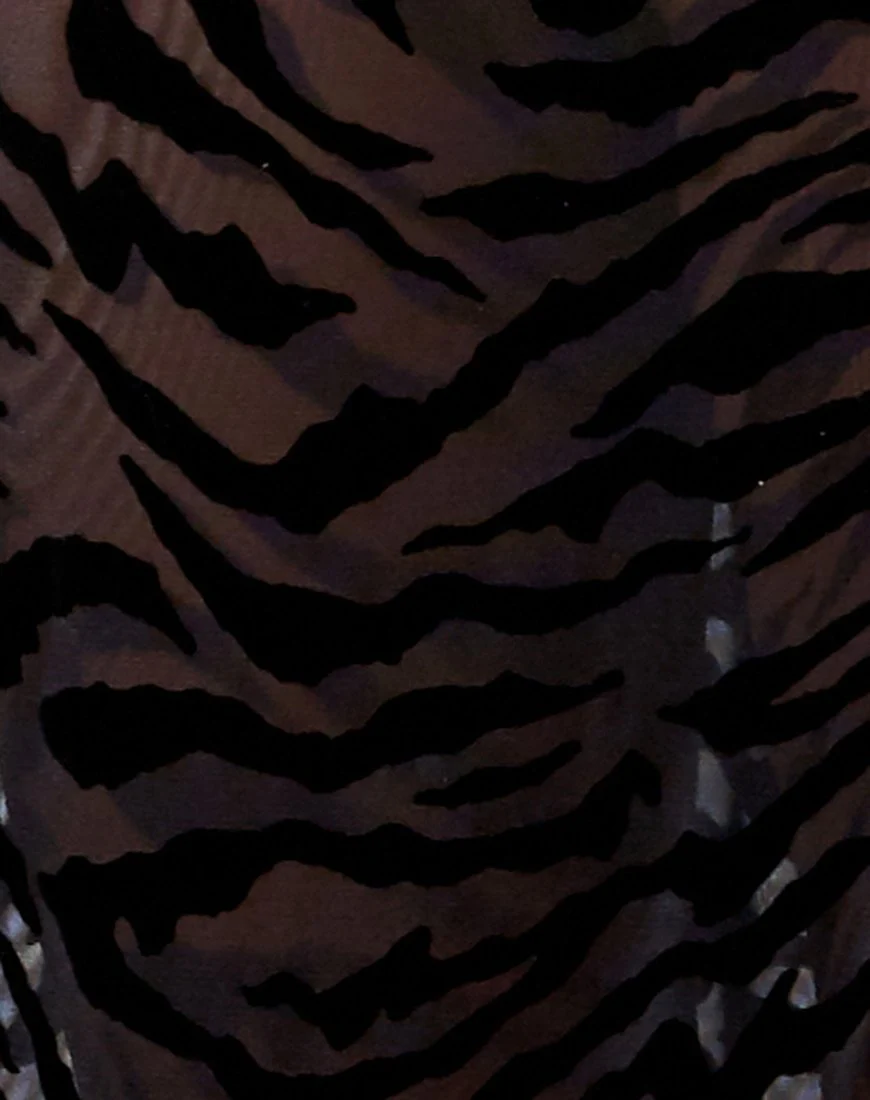 Batis Maxikleid aus horizontalem Zebraflock Schwarz - Image 5