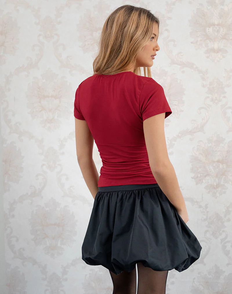 Batya Plunge Top aus gerafftem Jersey Adrenalin Rot - Image 4