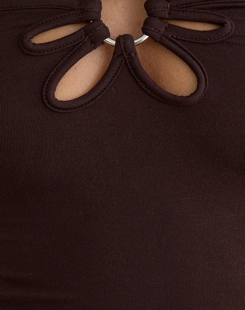 Baya Halterneck Top with Flower Ring in Bitter Chocolate - Image 7