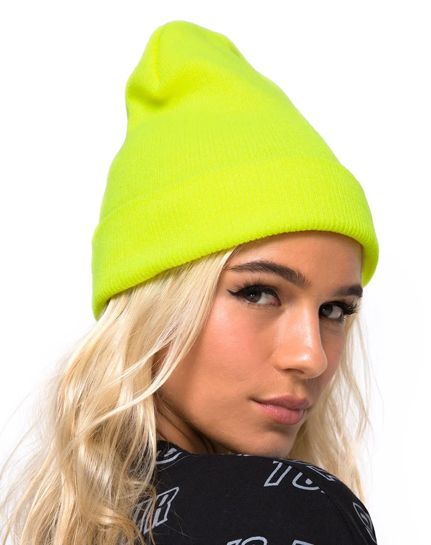 Beanie-Mütze in Highlighter-Gelb - Image 2