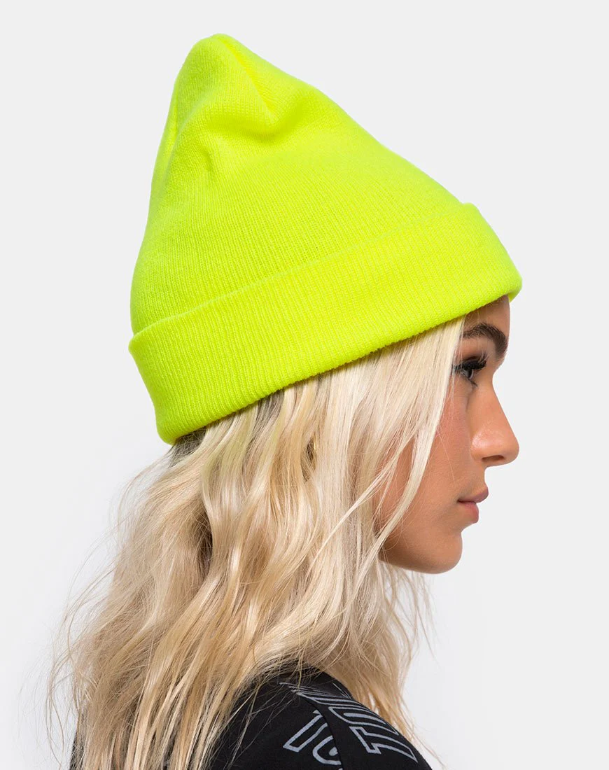 Beanie-Mütze in Highlighter-Gelb - Image 3