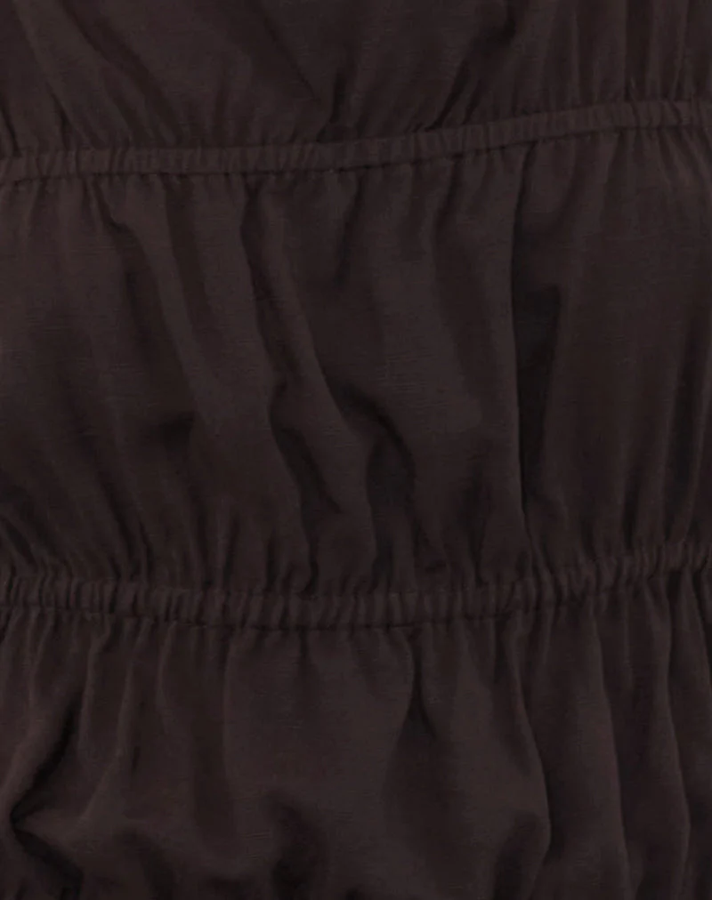 Beck Ruched Tie Strap Top in Bitter Chocolate - Image 5
