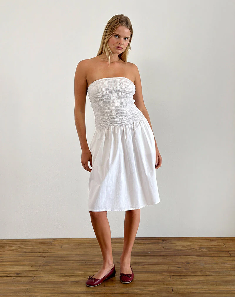 Belesi Bandeau Midikleid aus Popeline Weiß - Image 4