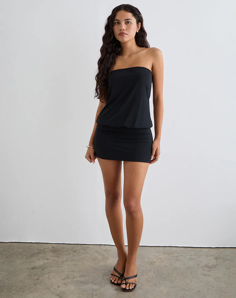 Belia Minikleid mit geschnürter Taille in Schwarz - Image 3