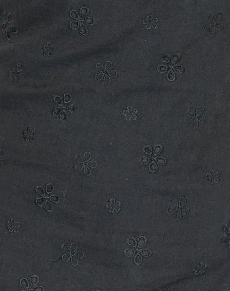 Belinda Minikleid aus Blumenbroderie Schwarz - Image 6