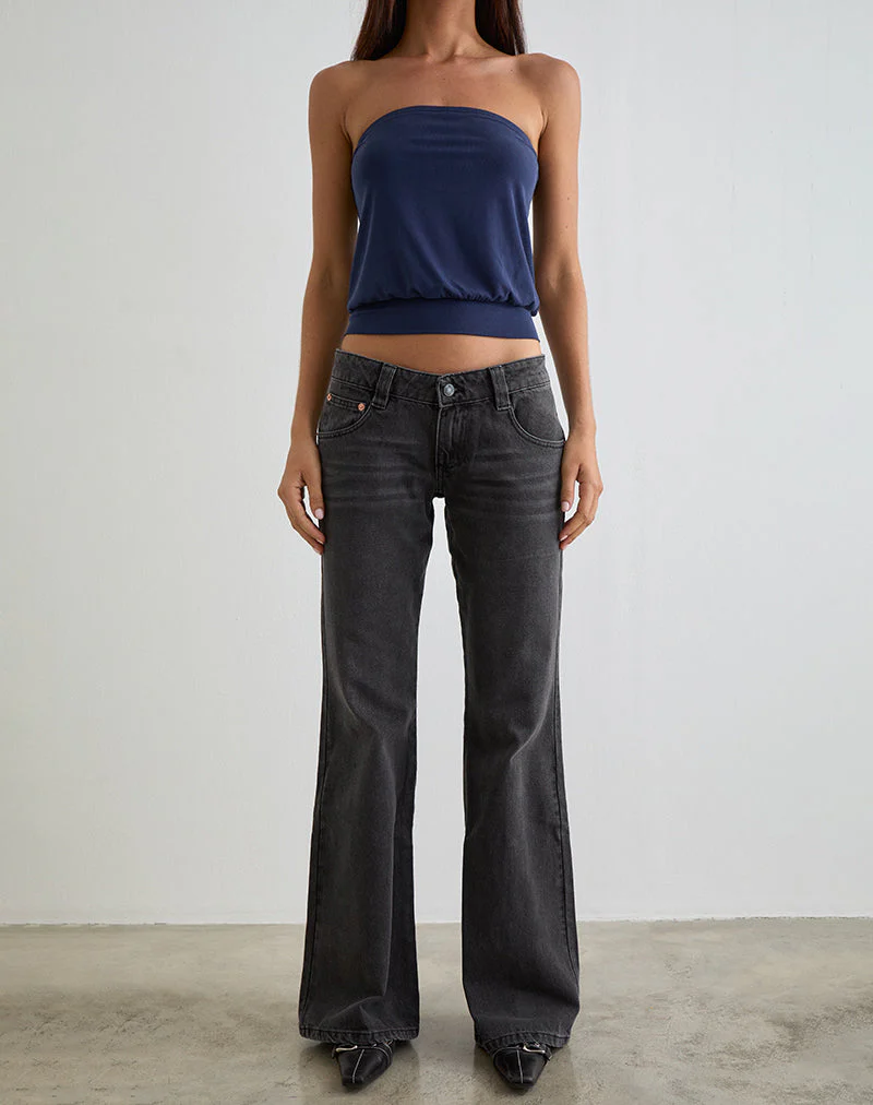 Low Rise Bell Bottom Flare Jeans in Vintage Black
