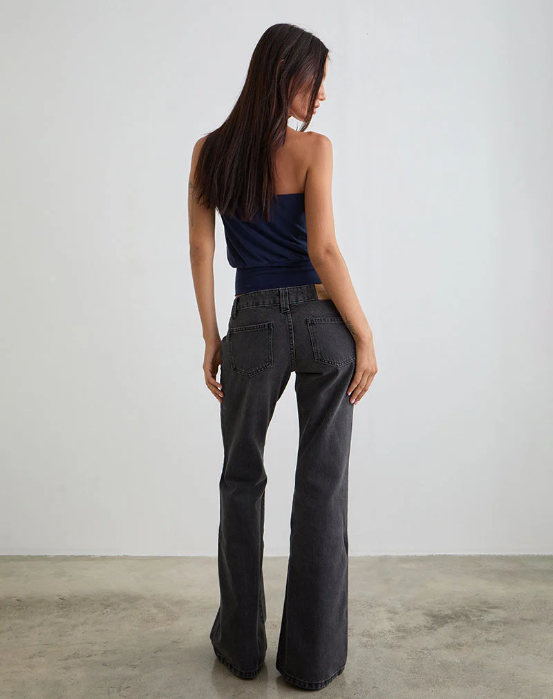 Low Rise Bell Bottom Flare Jeans in Vintage Black - Image 5