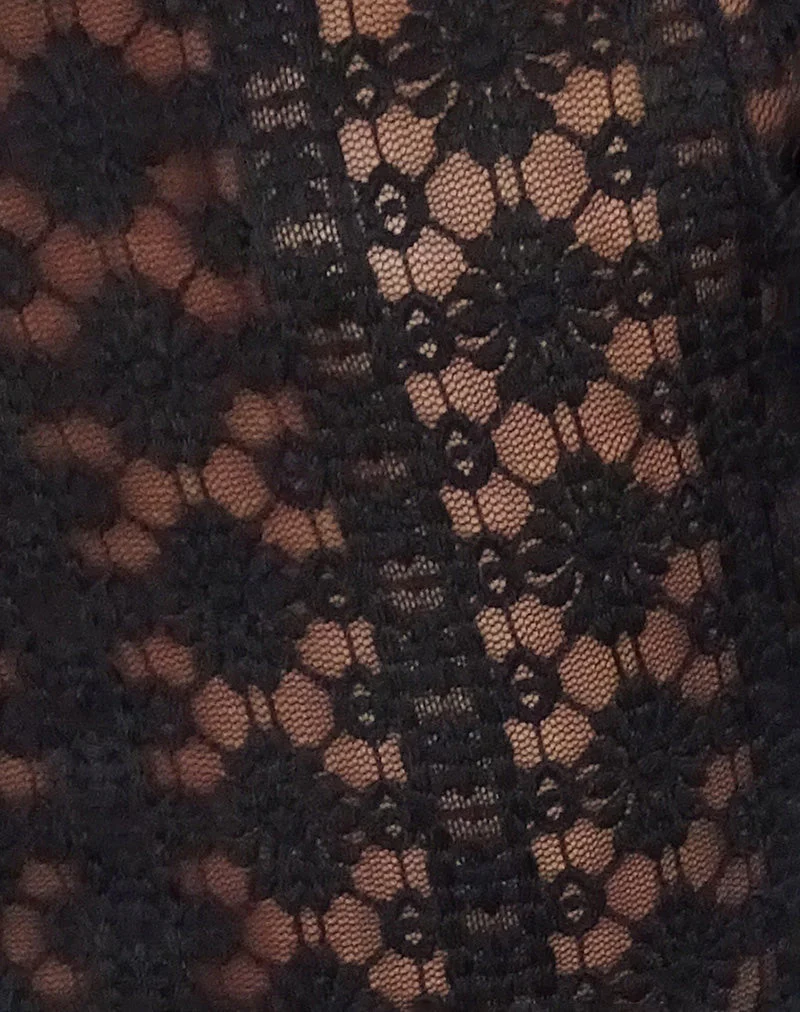 Belle Langärmeliges Top aus königlicher Spitze Schwarz - Image 6