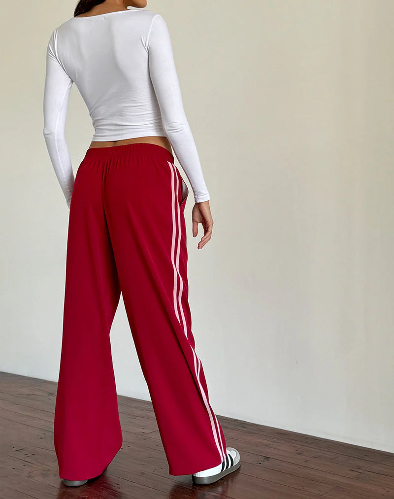 Bennett Hose mit weitem Bein in Tailoring Rot mit rosa Streifen - Image 5