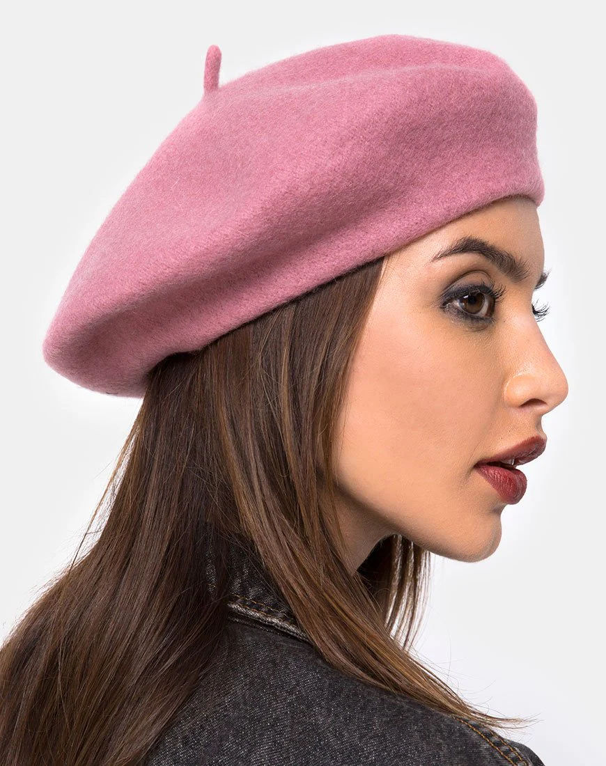 Beret aus Wolle in Altrosa - Image 2