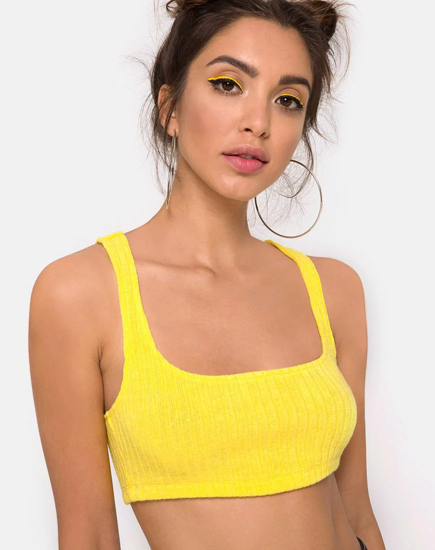 Beeren-Crop-Top aus Rippenstrick Gelb