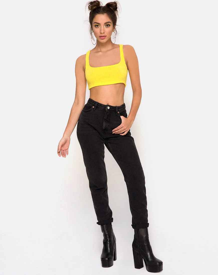Beeren-Crop-Top aus Rippenstrick Gelb - Image 2