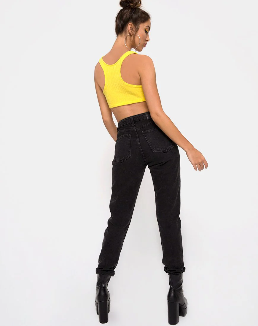 Beeren-Crop-Top aus Rippenstrick Gelb - Image 3