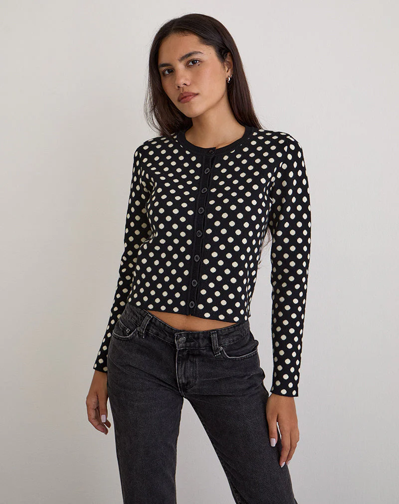 Bhavina Strickjacke in Mono Polka - Image 4