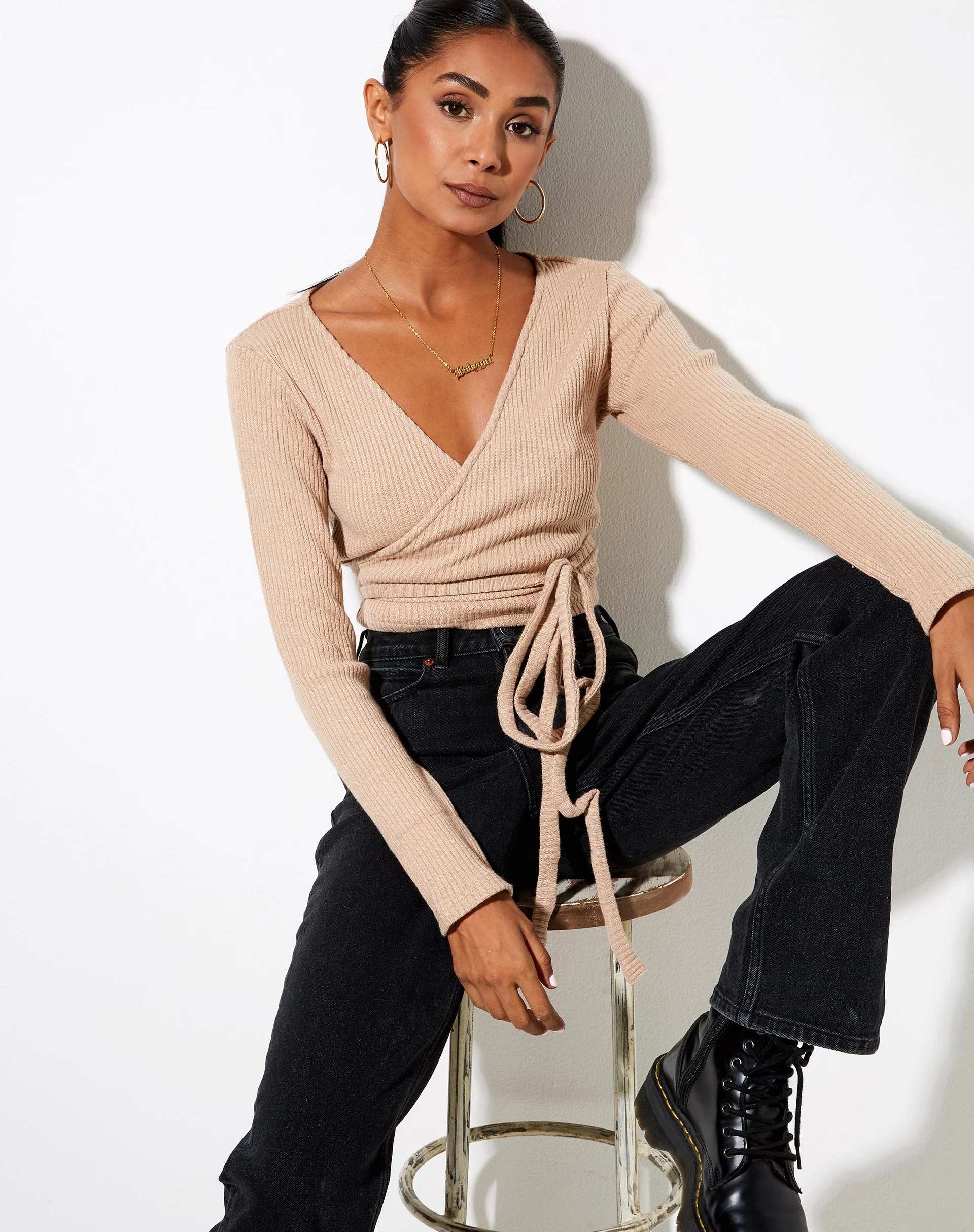 Bianca Wickeloberteil in Rib Tan