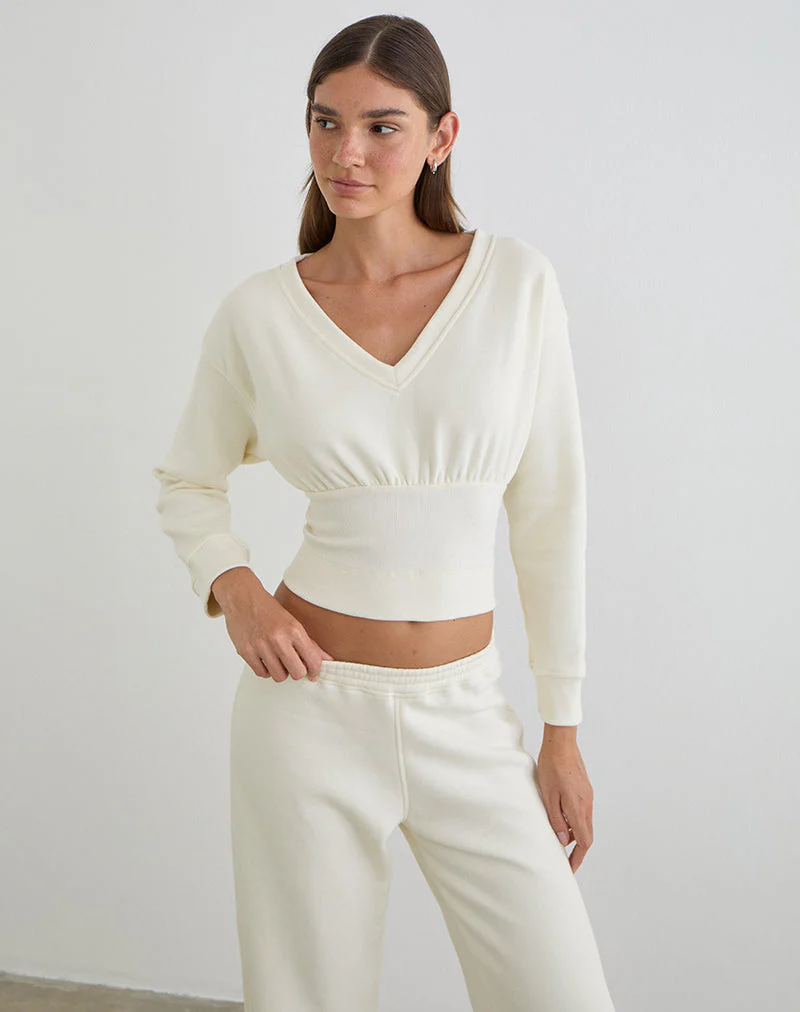 Bigail Pullover mit V-Ausschnitt in Winterweiß