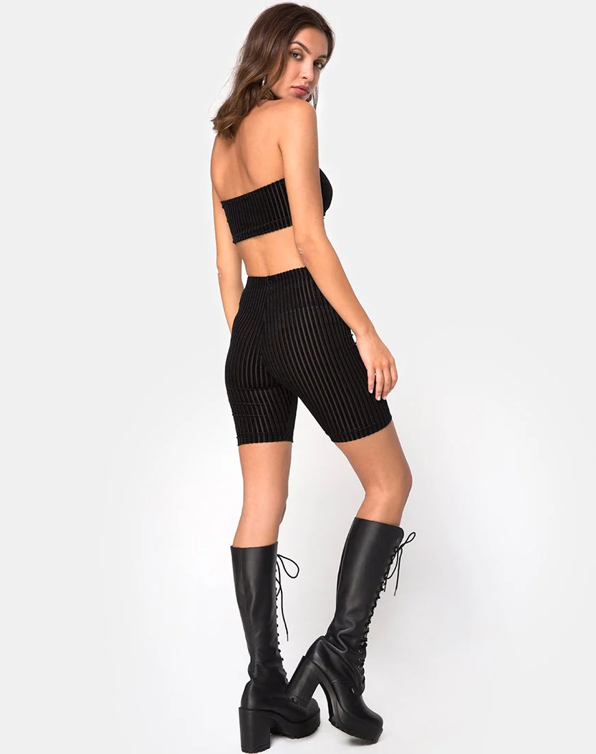 Bike-Short aus Samt mit durchsichtigen Streifen Schwarz X Princess Polly - Image 6
