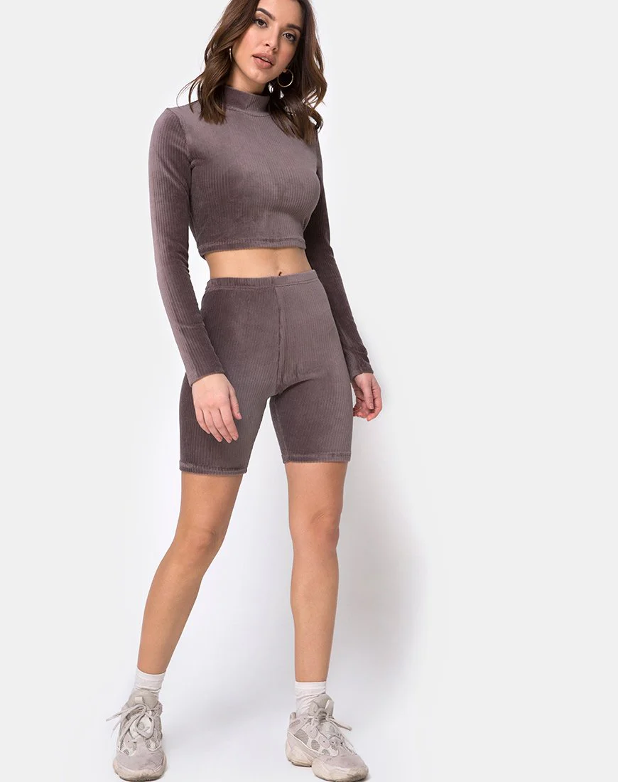 Bike Short aus Mokka-Rippensamt - Image 3