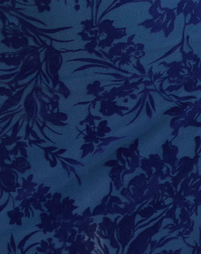 Bindara Mini Dress in Navy with Midnight Leaf Flock - Image 6