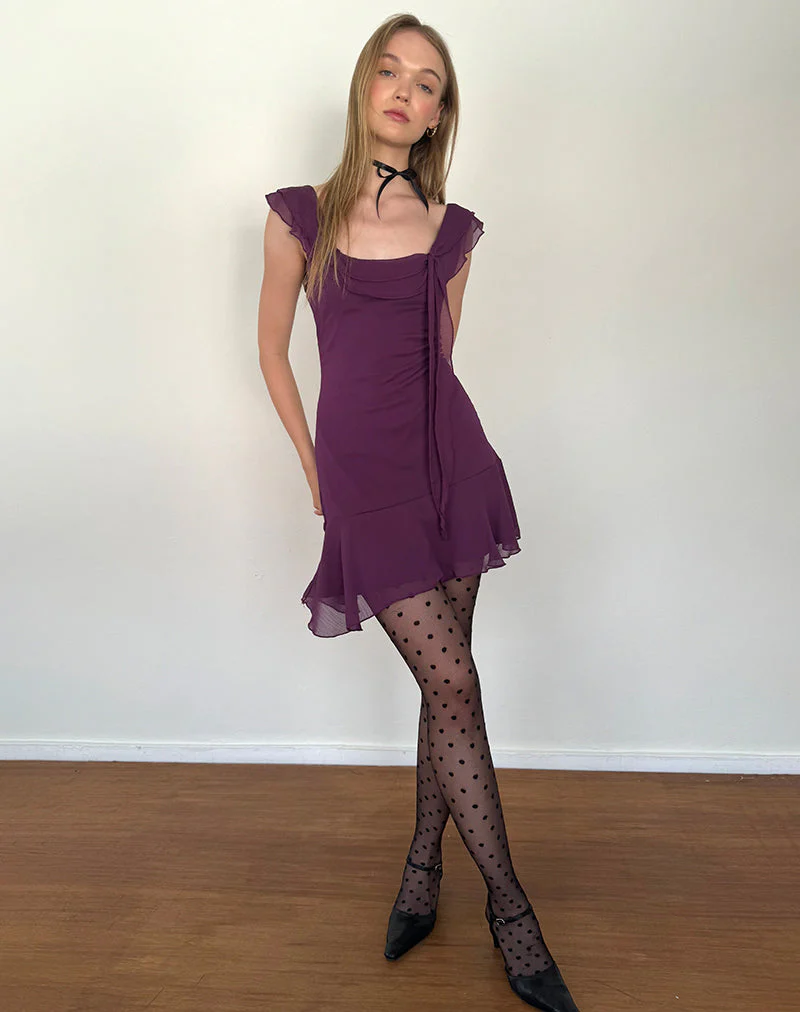 Binita Minikleid aus Chiffon Aubergine - Image 5