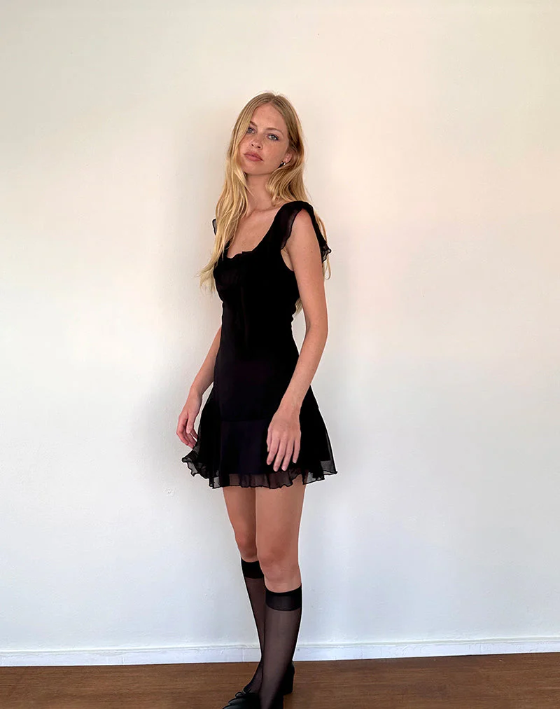 Binita Minikleid aus Chiffon Schwarz - Image 3
