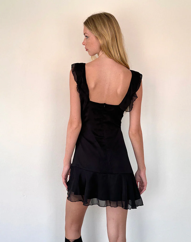 Binita Minikleid aus Chiffon Schwarz - Image 4