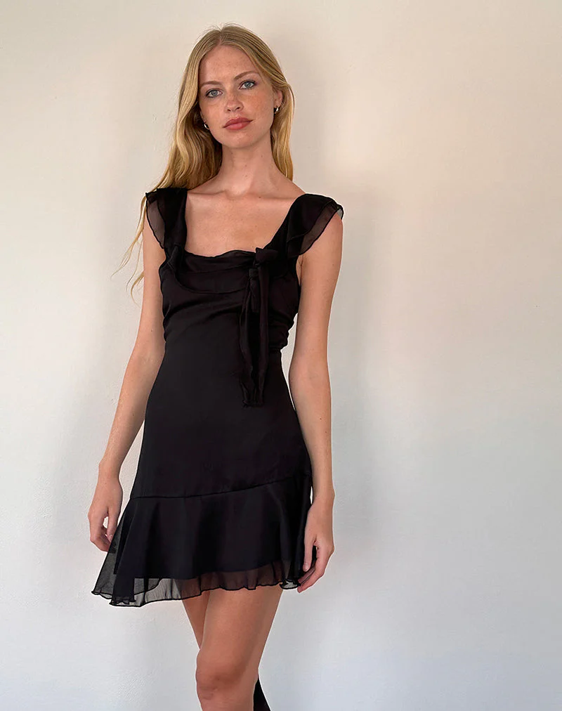 Binita Minikleid aus Chiffon Schwarz - Image 5