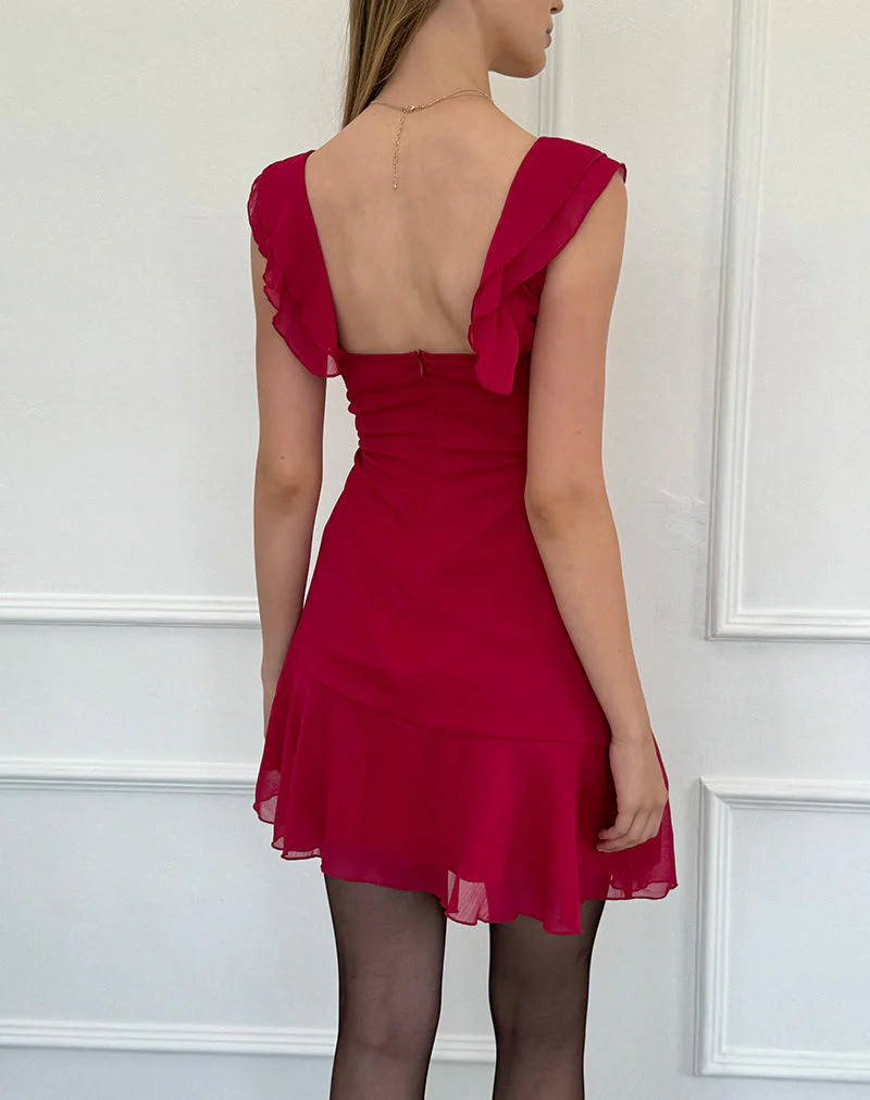 Binita Minikleid aus Chiffon in Burgund - Image 5