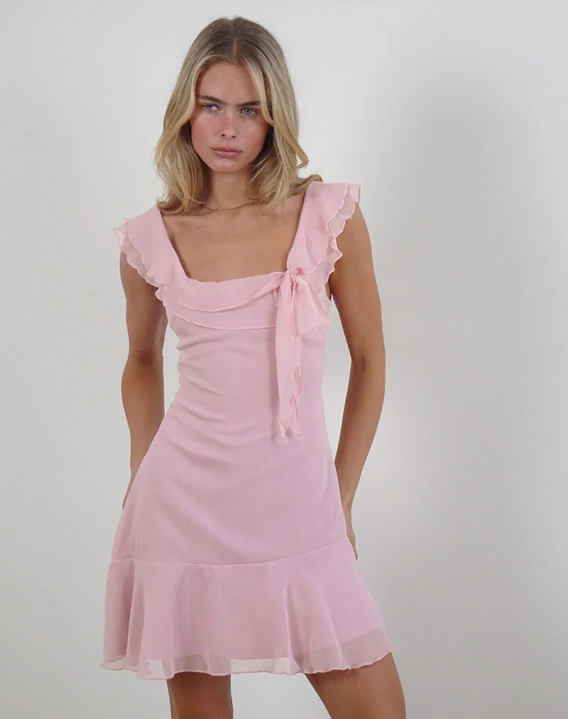 Binita Minikleid aus Chiffon Pfingstrose - Image 4