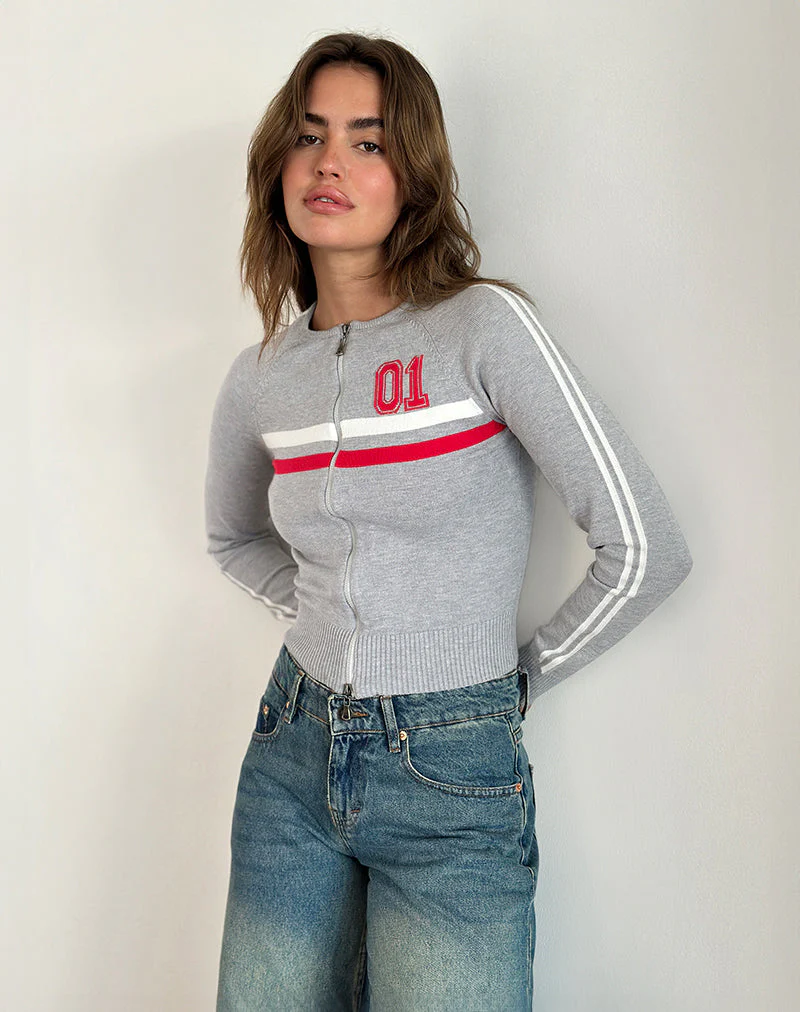 Binta Zip Through Jacke in Grau meliert - Image 2