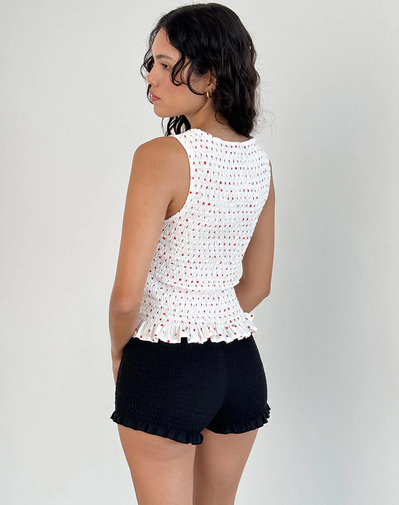 Birita Gerafftes Tank-Top in Weiß und Rot Polkadot - Image 3
