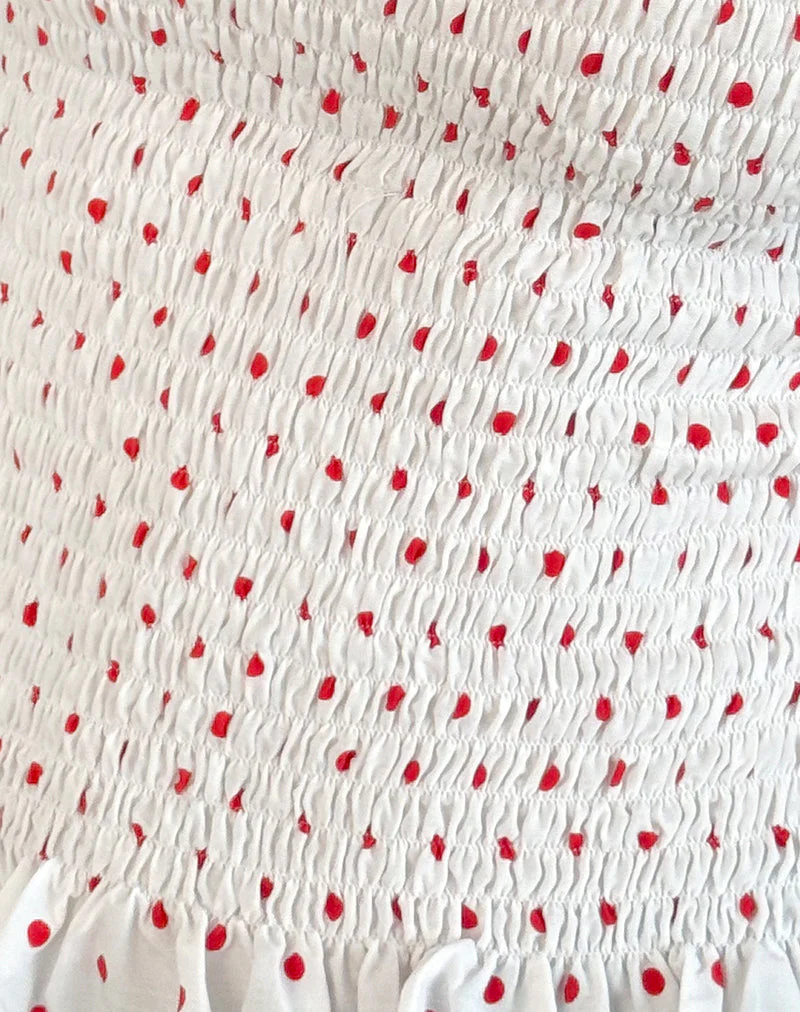 Birita Gerafftes Tank-Top in Weiß und Rot Polkadot - Image 5