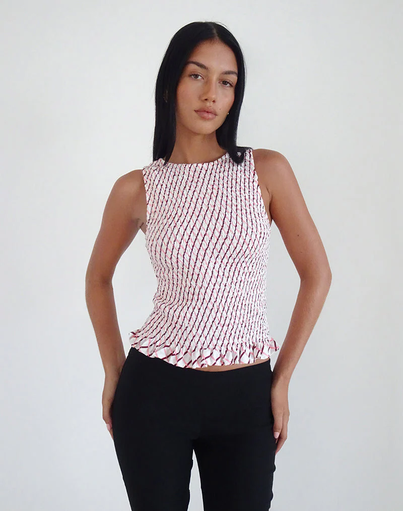Birita Gerafftes Tank-Top aus geometrischen Kacheln - Image 3