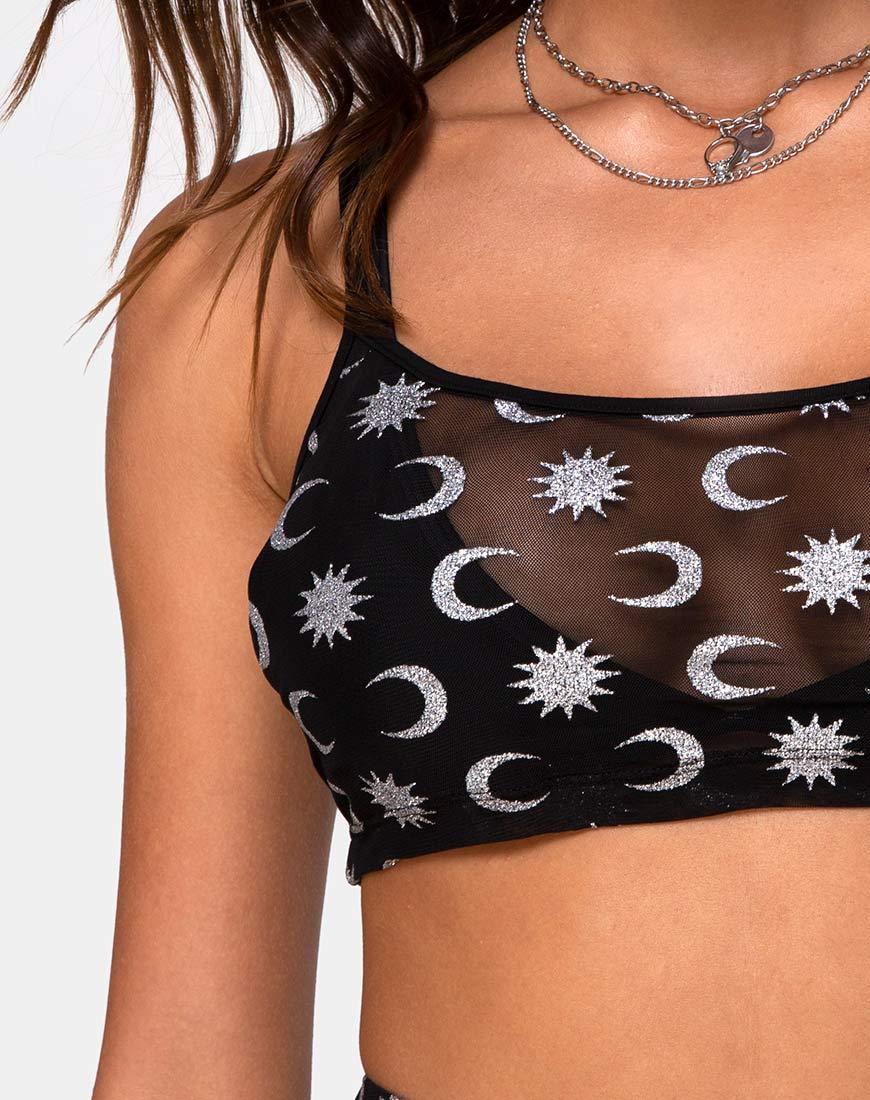 Blink Crop Top in Over The Moon Schwarz mit Glitter - Image 5