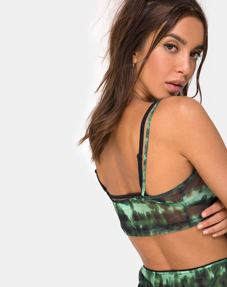 Blink Crop Top in Tie Dye Türkis Mesh - Image 2