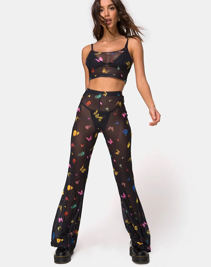 Bliss Crop Top aus Mesh Schwarz Schmetterling - Image 3