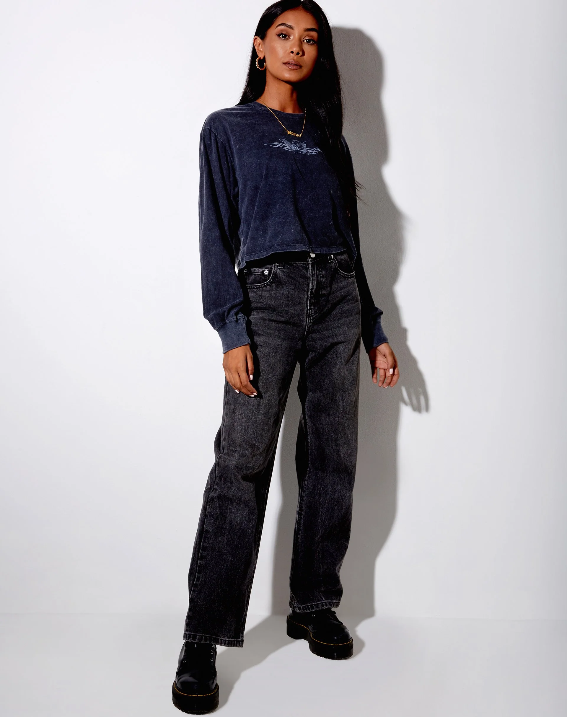 Boli Crop Tee in schwarzer Waschung Tribal Angelo - Image 5