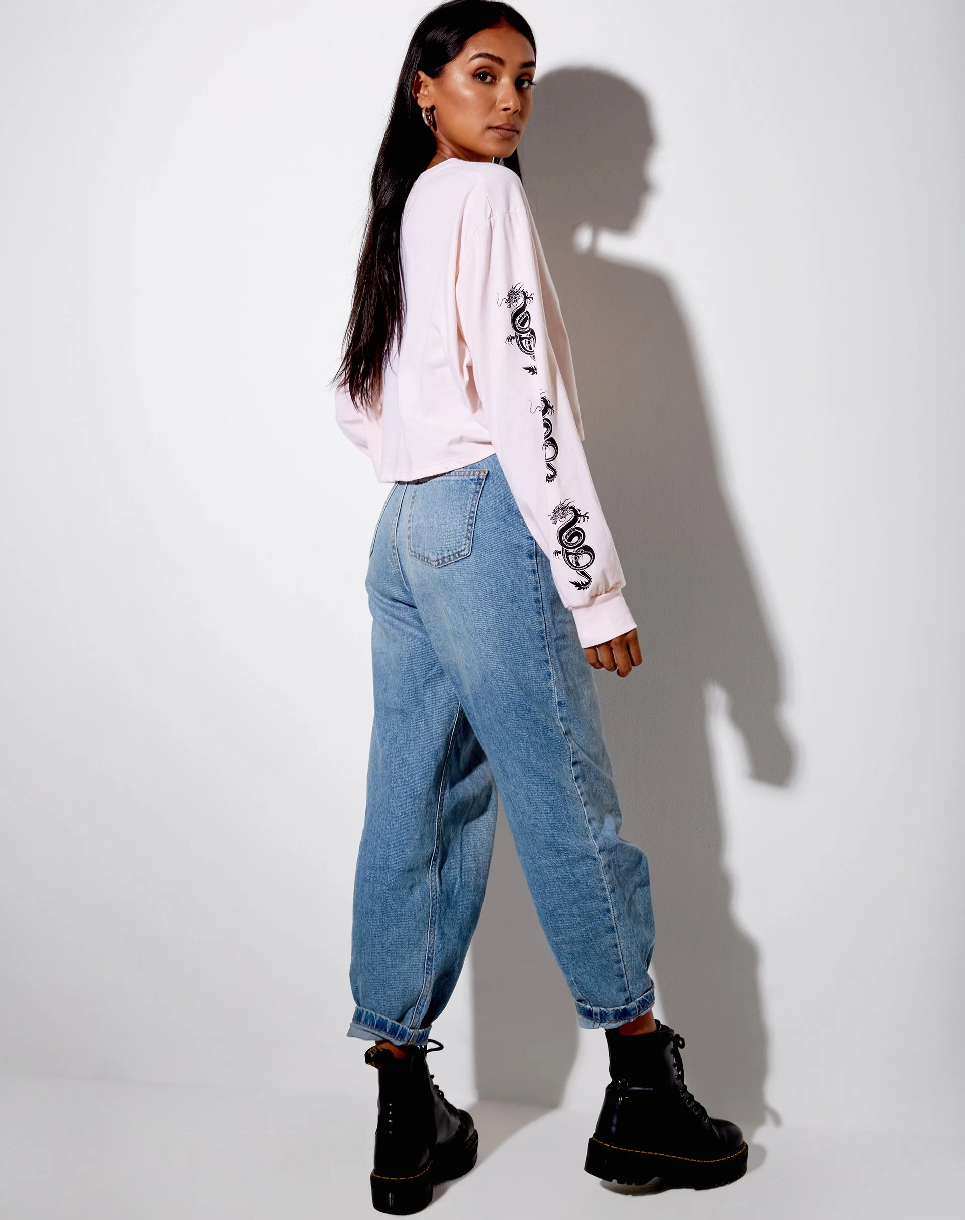 Boli Crop Tee in Blush Pink Dragon - Image 5