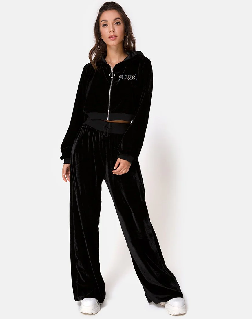 Bomb Hoodie in Schwarz mit Angel Diamante Hot Fix - Image 3