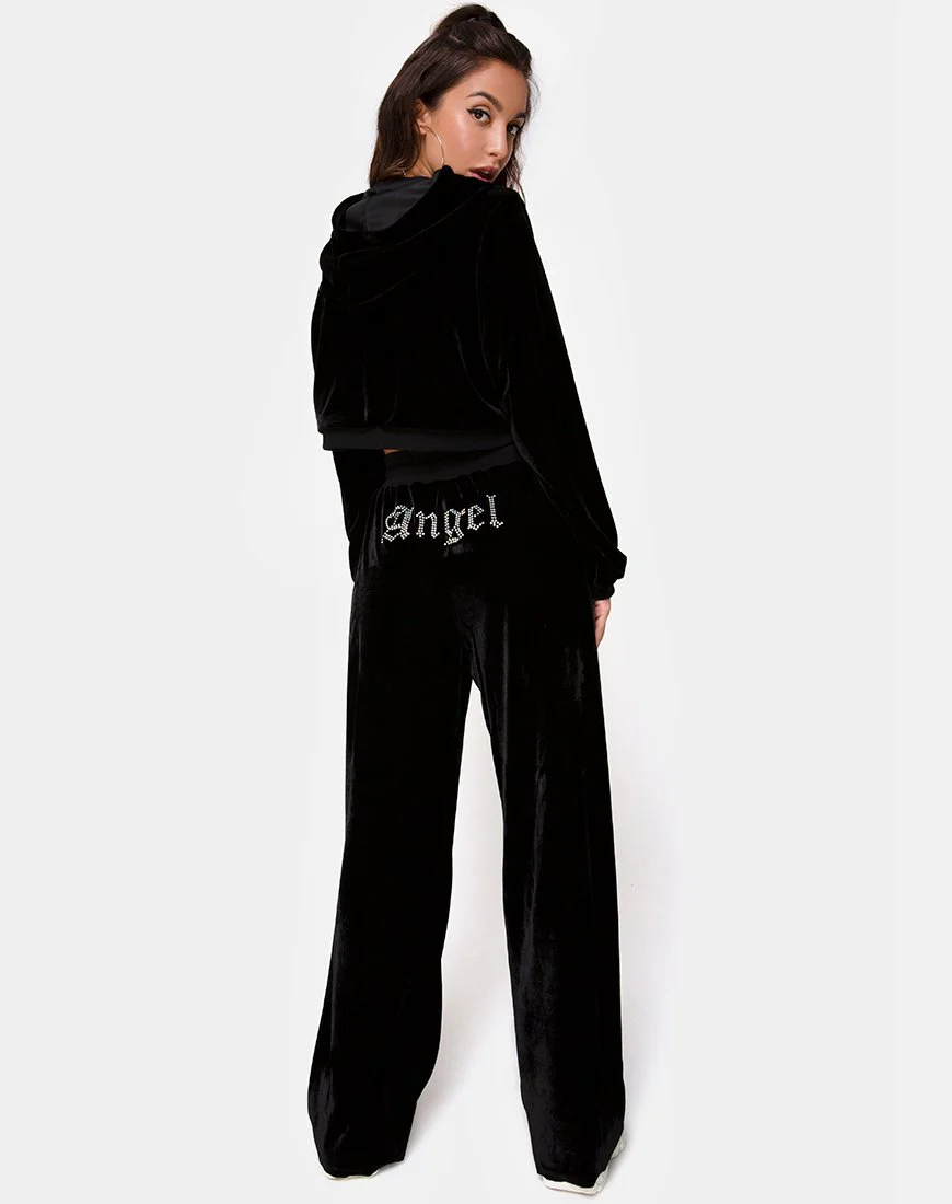 Bomb Hoodie in Schwarz mit Angel Diamante Hot Fix - Image 4