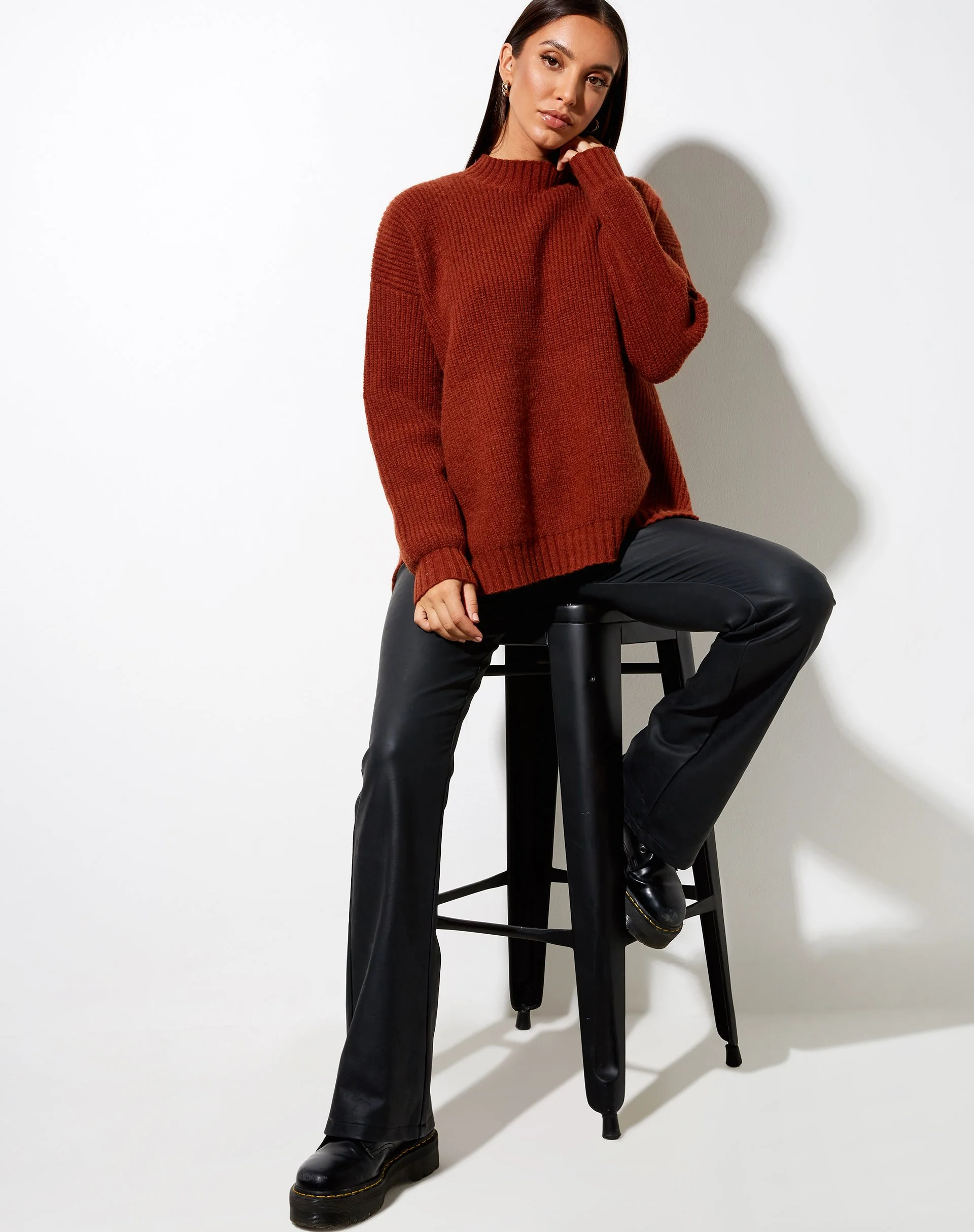 Bondy Pullover in Knit Brick - Image 5