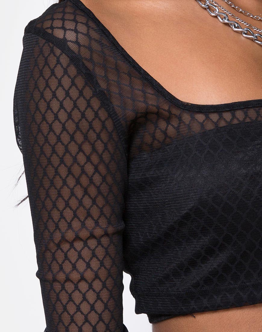 Boneta Crop Top aus schwarzem Fischnetz - Image 5