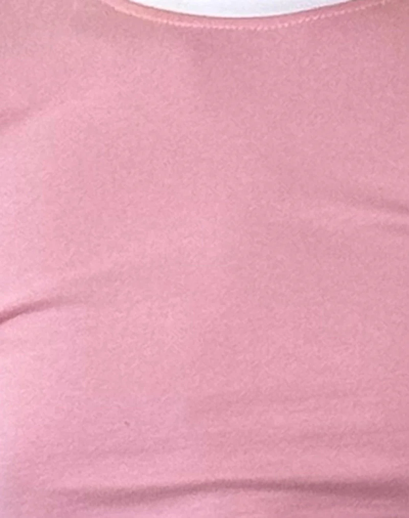 Bonija Langarm-Top in Flamingo-Pink mit weißen Paspeln und M-Stickerei - Image 6