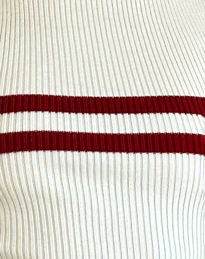 Bonisa Vest Top in Elfenbein mit roten Streifen - Image 6