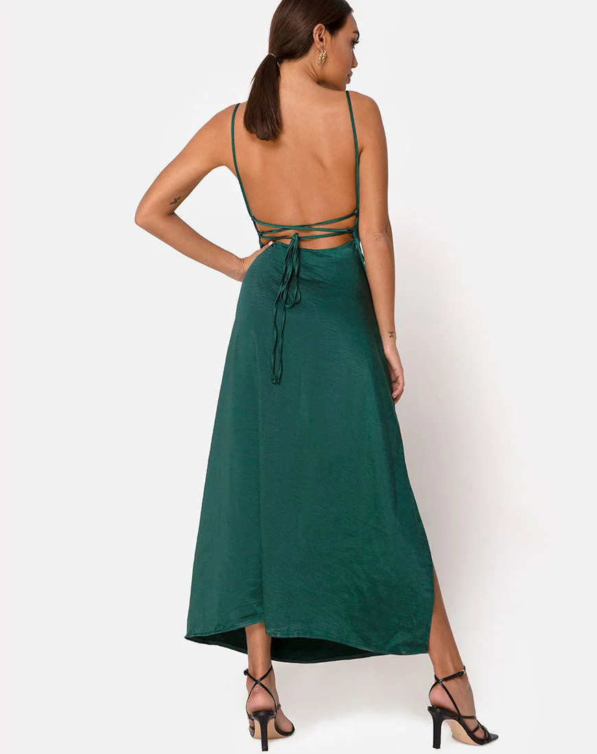 Bonita Maxikleid aus Satin Waldgrün - Image 2