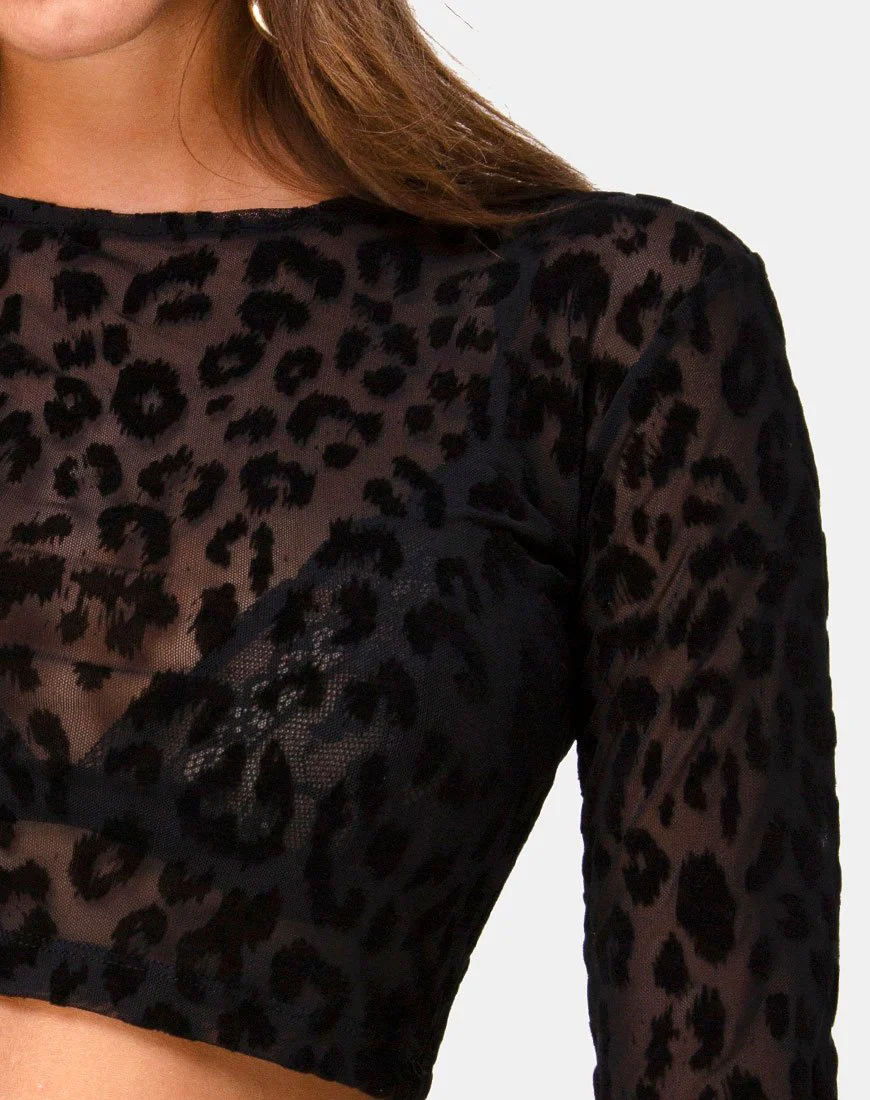Bonnie Crop Top aus Tiernetz Schwarz - Image 5